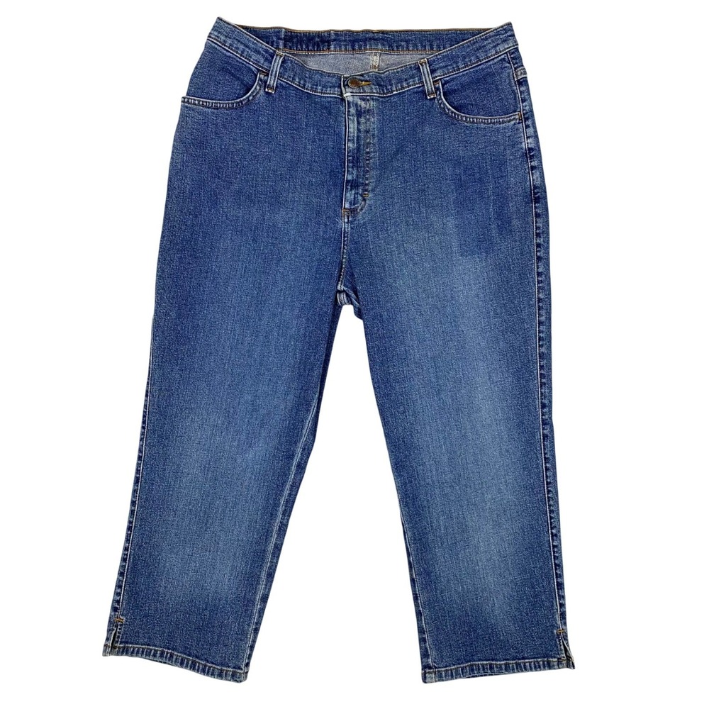 Riders by Lee‎ Mid Rise Stretch Denim Capri Jeans Womens 16 Medium Blue